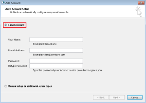 Select email account