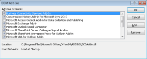 com addin dialog box