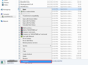 properties- outlook.exe file