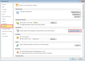 AutoArchive settings