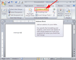 Word document address boook