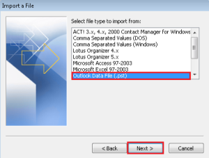 Outlook data file