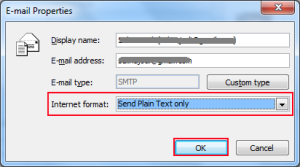 send messages to this recipient in plain text format