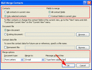 Mail Merge contacts