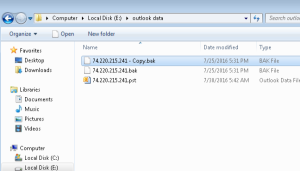 copy of backup file