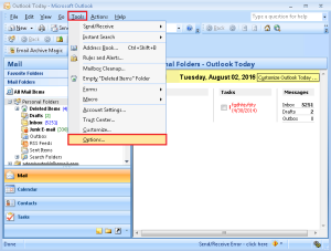 Tools menu-options
