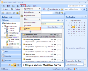 tool menu - option